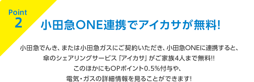 Point 1 電気料金がもっとお安く！価格は地域最安値級。電気をよく使うファミリー向けと、電気をコンパクトに使う夫婦・単身者向けのプランがあります。